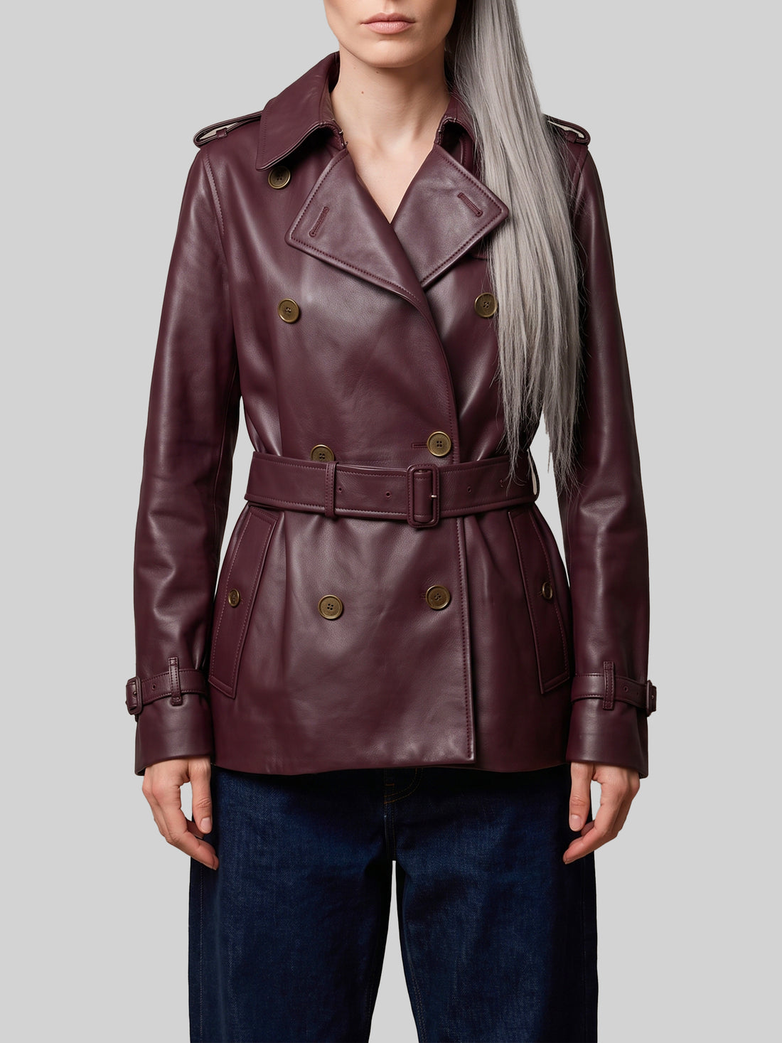 BURBERRY 6 short kensington leather trench coat