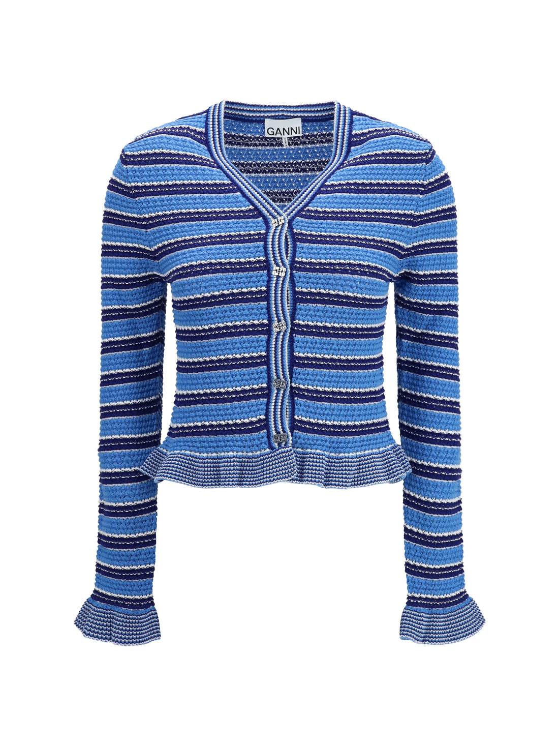 GANNI M striped cotton cardigan