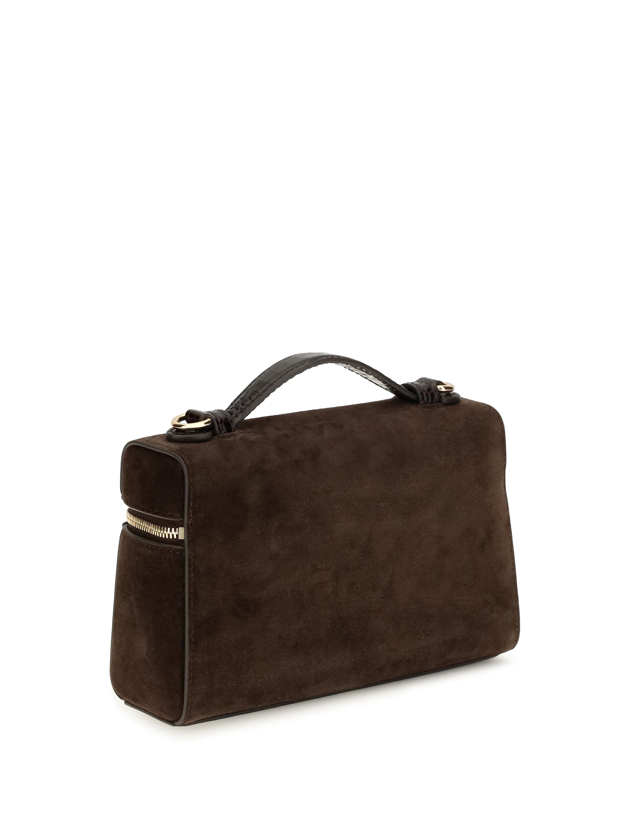 romy suede slim top handle