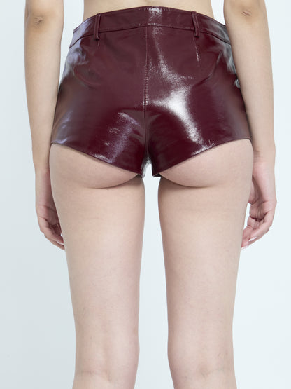 SELF PORTRAIT 6 leather micro shorts