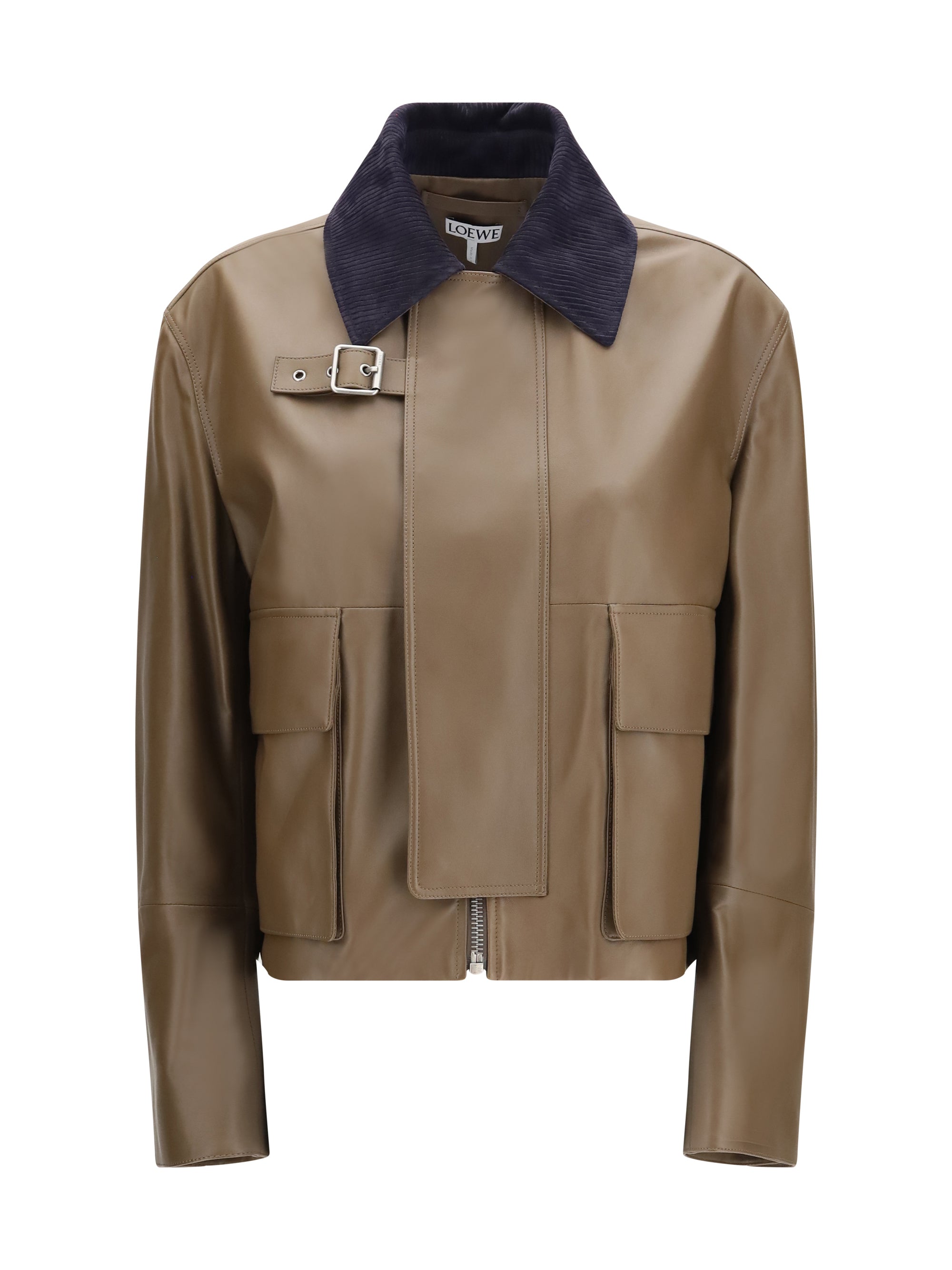 cropped nappa leather jacket