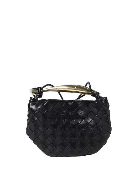 BOTTEGA VENETA Sardine Mini Black Leather Shoulder Bag