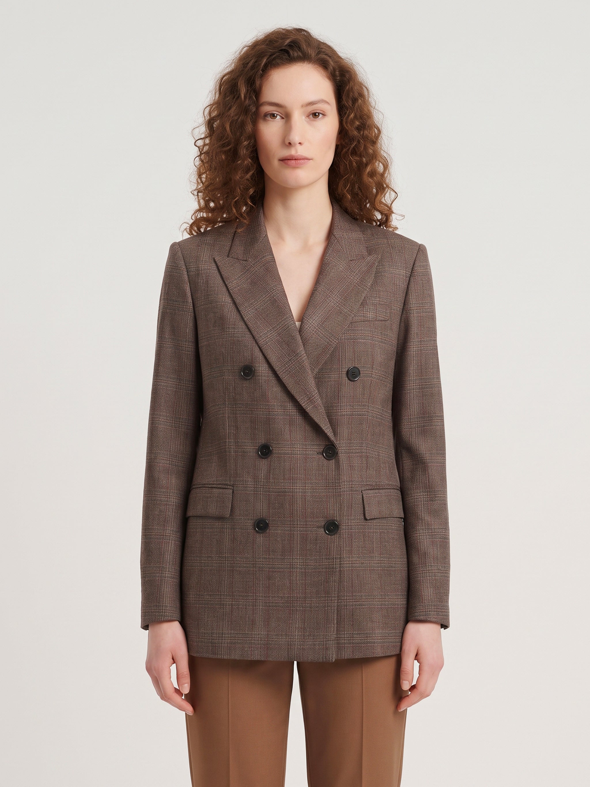 double-breasted jacket in prince of wales check