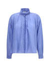 pleated high-neck blouse