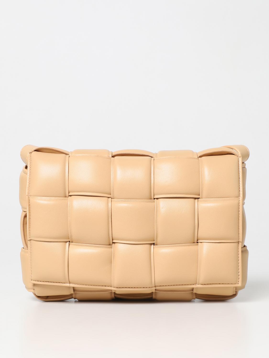 padded cassette bag in woven leather