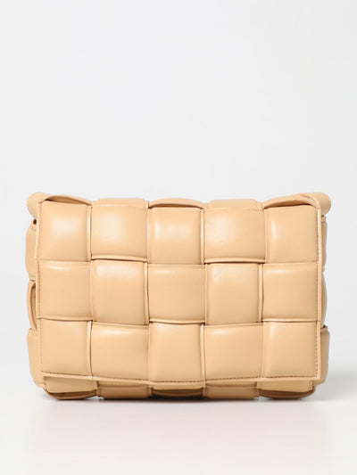 padded cassette bag in woven leather