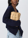 padded cassette bag in woven leather