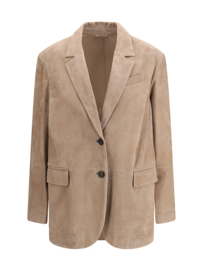 BRUNELLO CUCINELLI 42 suede jacket with monile
