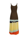 long dress with color-striped skirt
