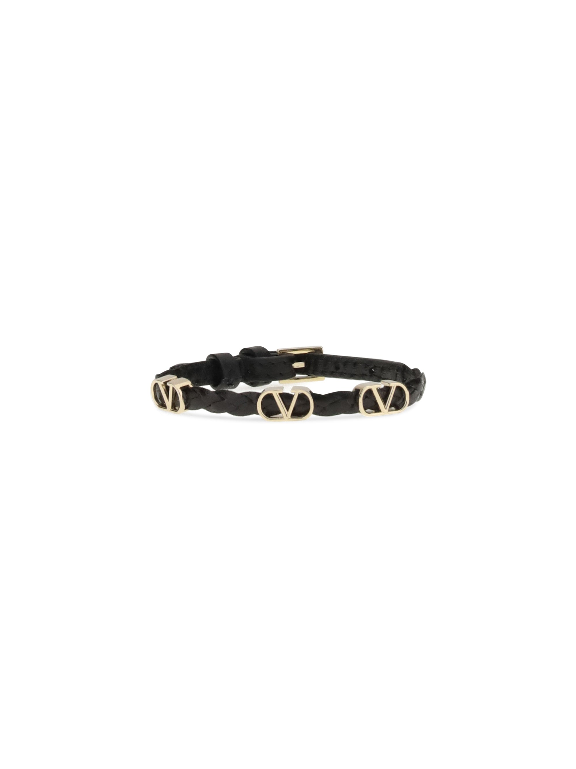 vlogo signature braided leather bracelet