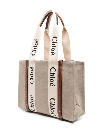 woody tote bag in linen