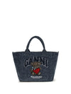 small tweed-effect denim tote bag