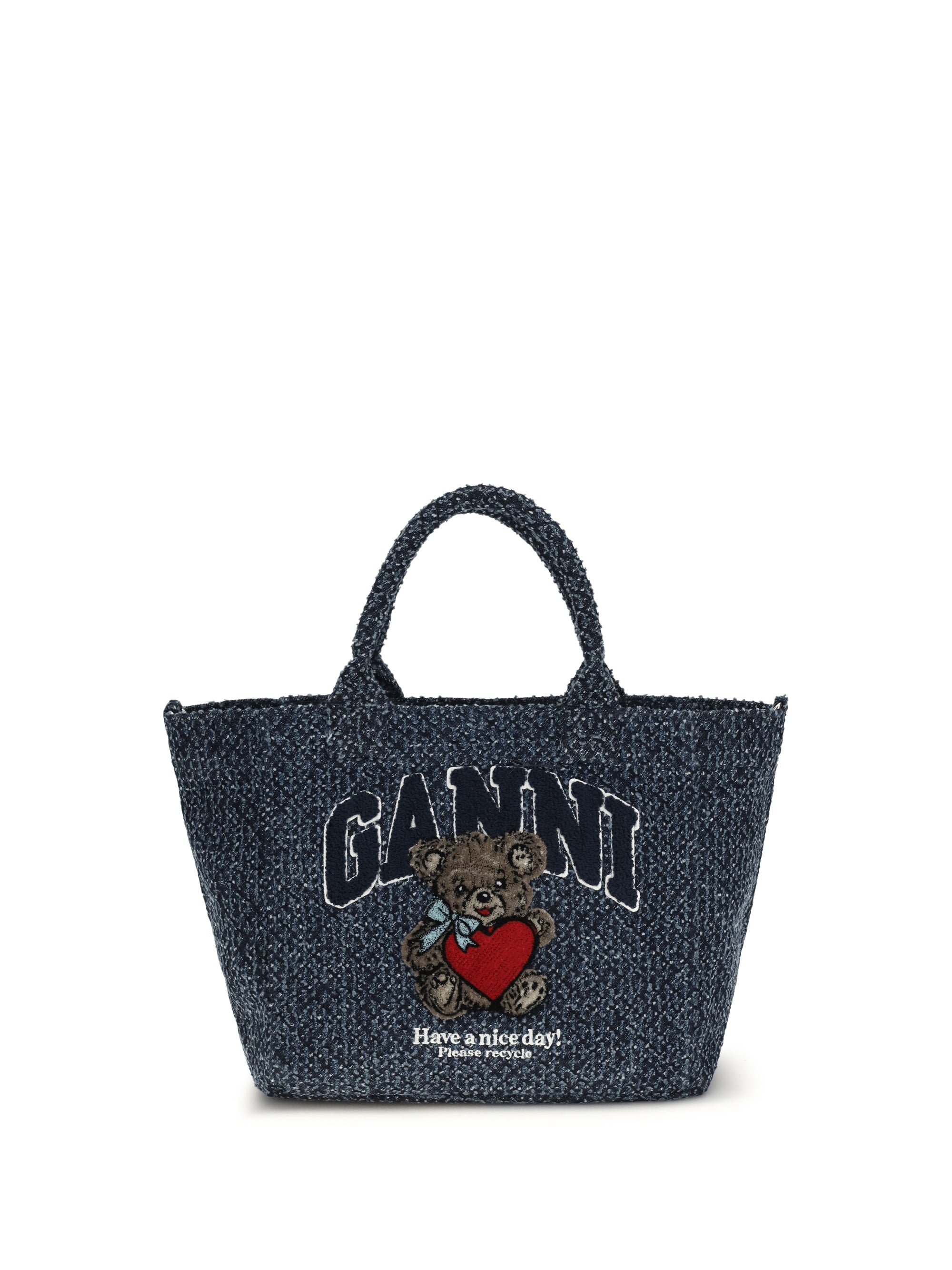 small tweed-effect denim tote bag