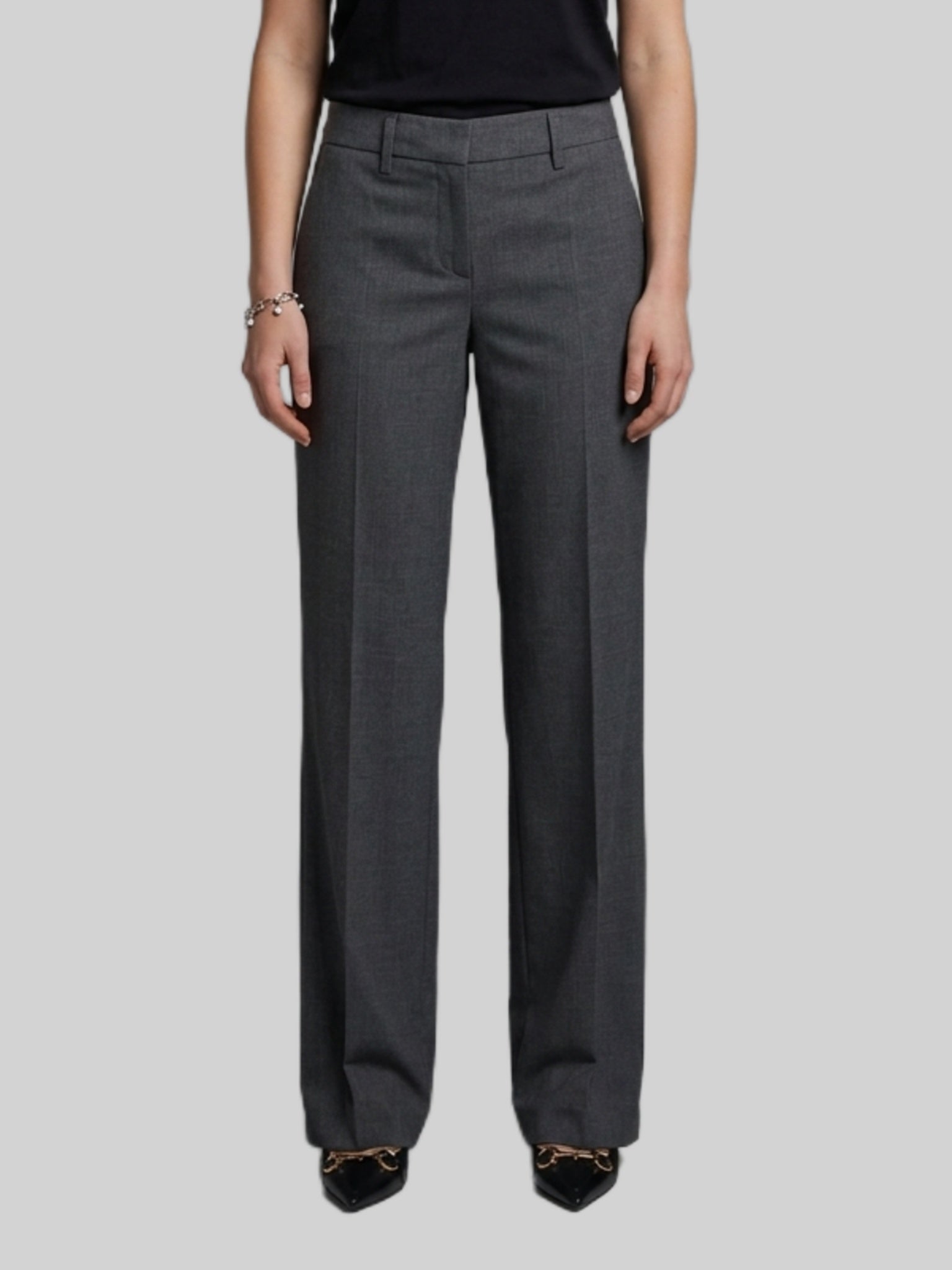 wide-leg stretch canvas trousers