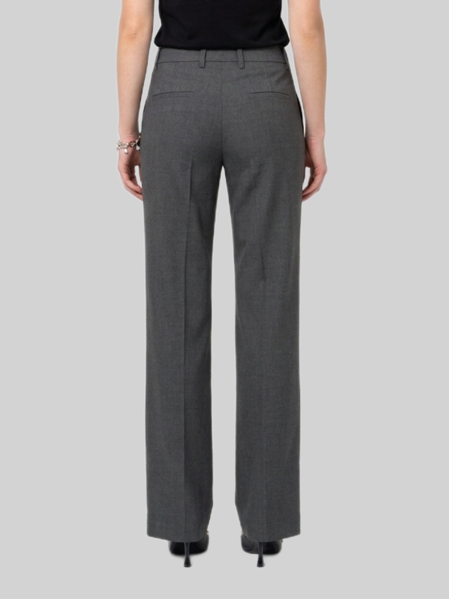 wide-leg stretch canvas trousers