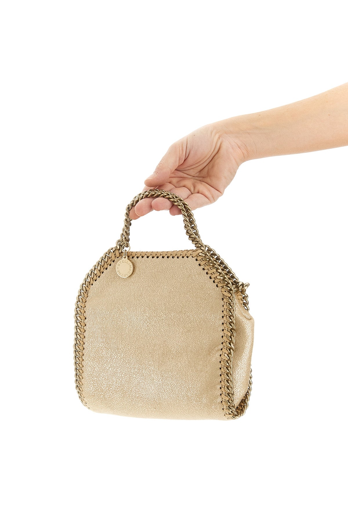 falabella tiny handbag in eco shiny dotted chamois fabric