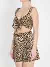 leopard print poplin top