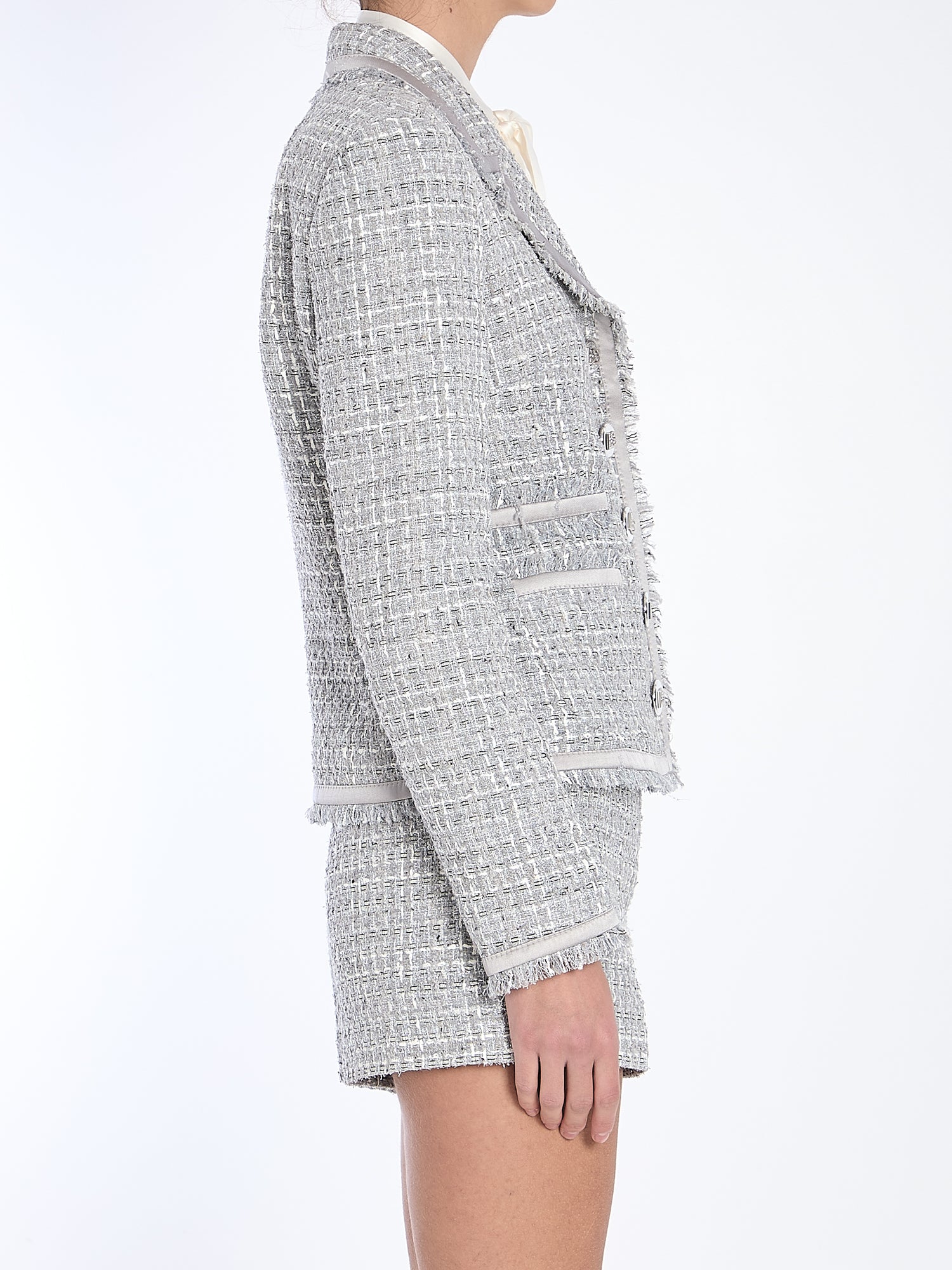 DOLCE&amp;GABBANA 42 jacket in grey lamé bouclé