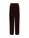 wide leg pants with double pleats in viscose and silk velvet