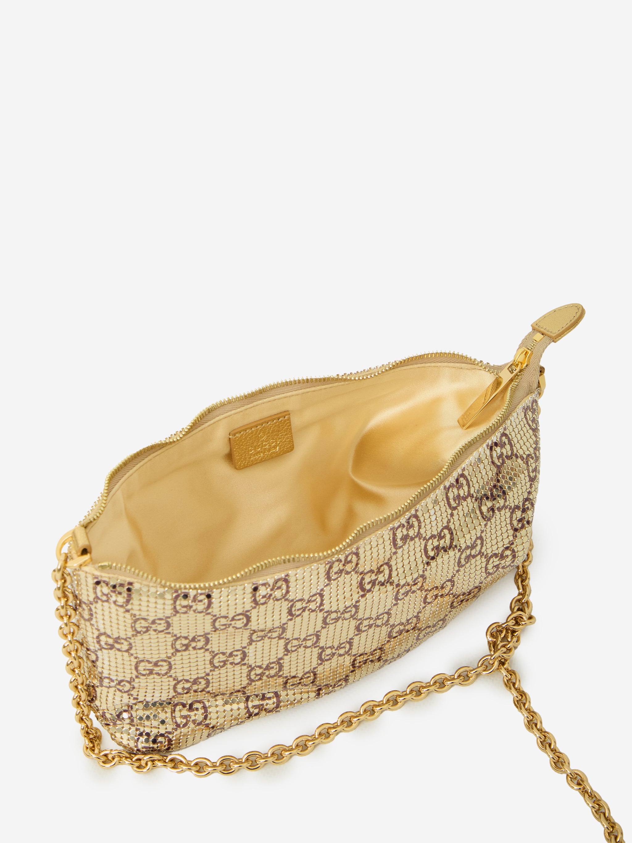 metallized evening bag with charm