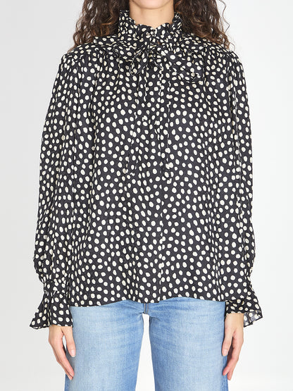 CHLOE 40 polka dot blouse with ruffles