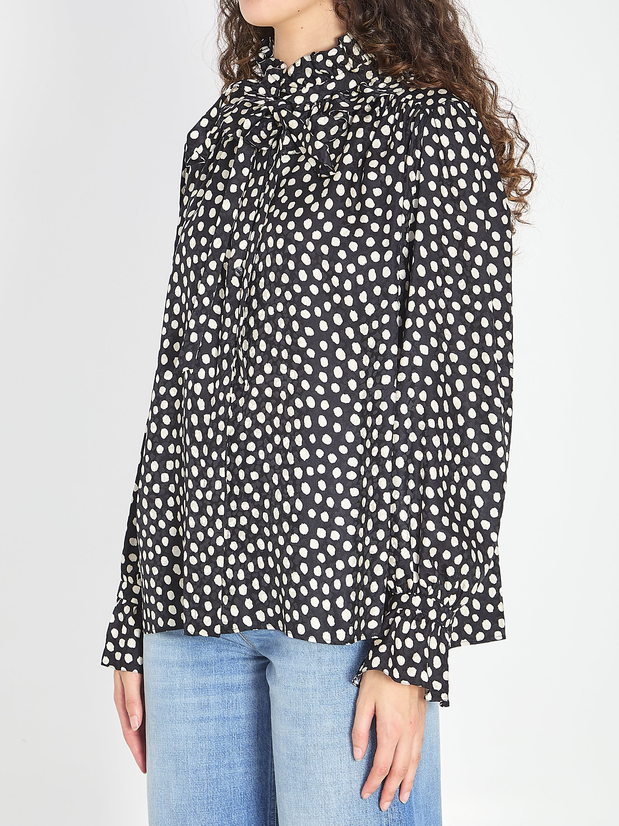 CHLOE 40 polka dot blouse with ruffles