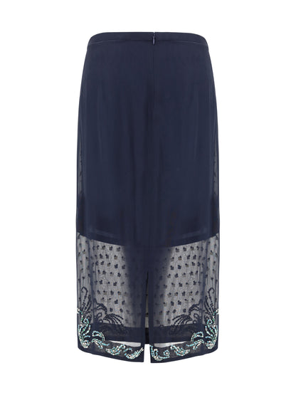 DRIES VAN NOTEN 38 jewel embellishments midi skirt