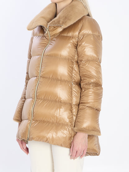 HERNO 40 light puffer with collar fur 