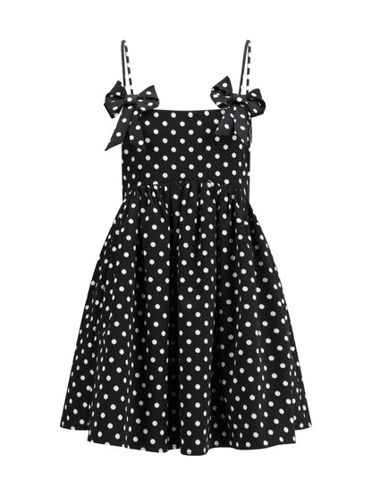 GANNI 36 polka-dot satin mini dress