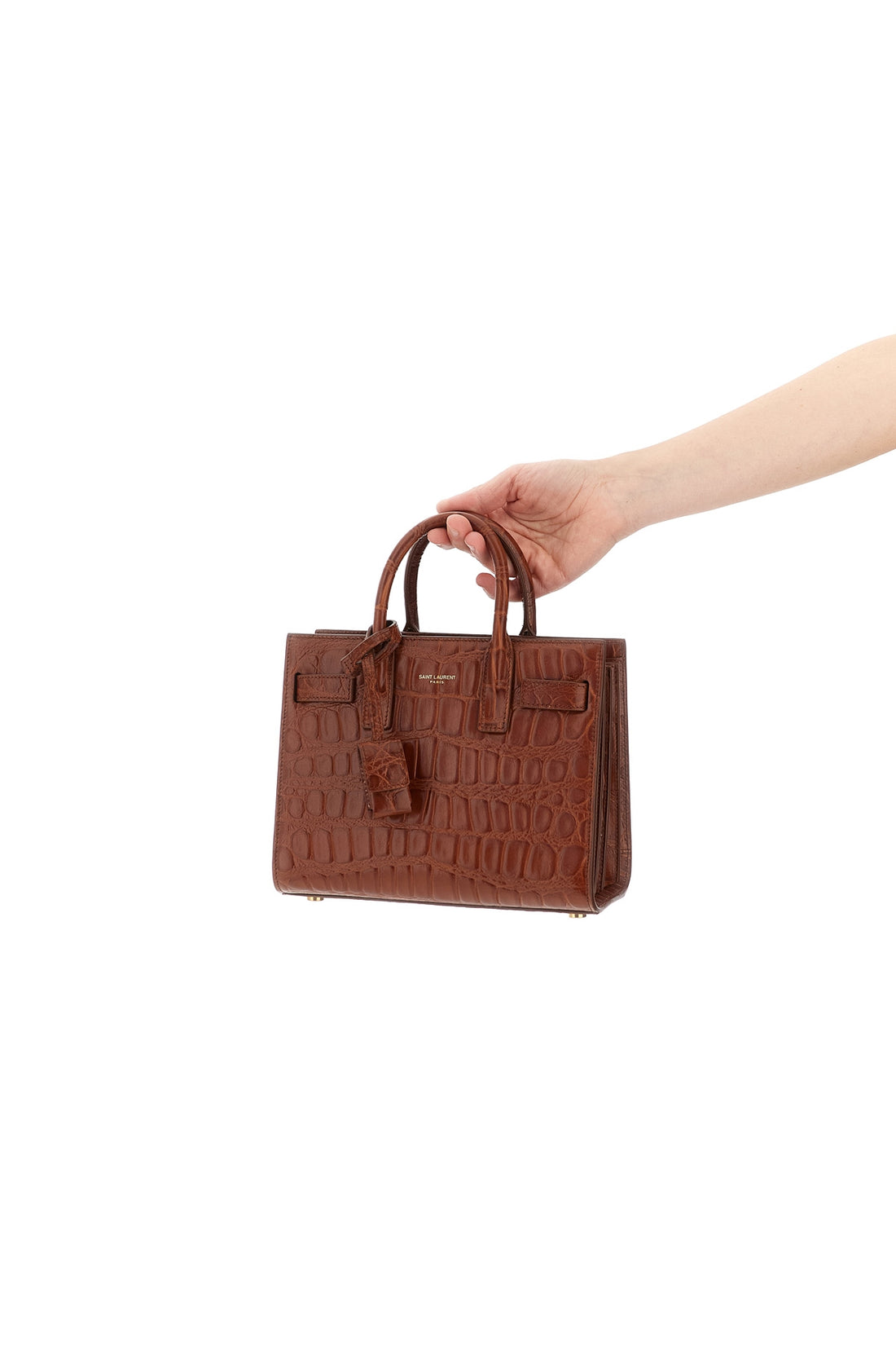 SAINT LAURENT OS nano sac de jour handbag in crocodile embossed leather