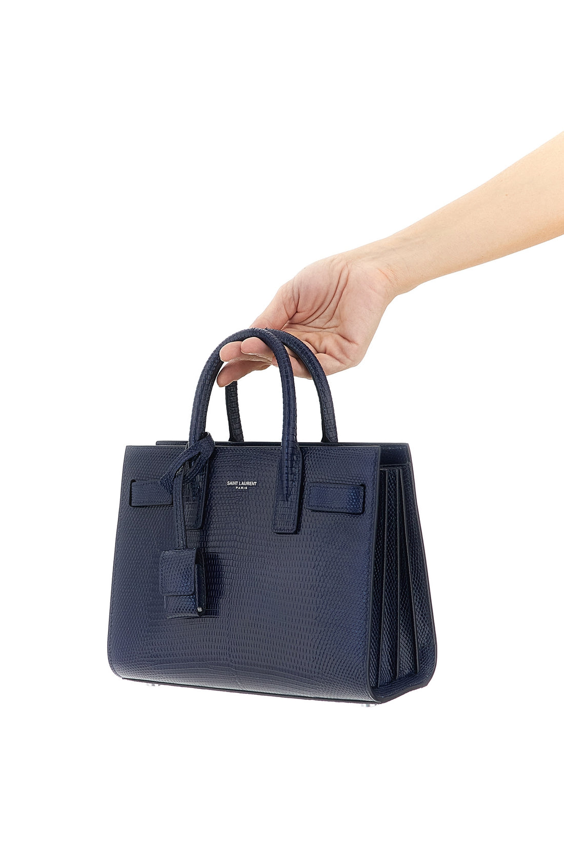 SAINT LAURENT OS dwarf sac de jour lizard leather handbag