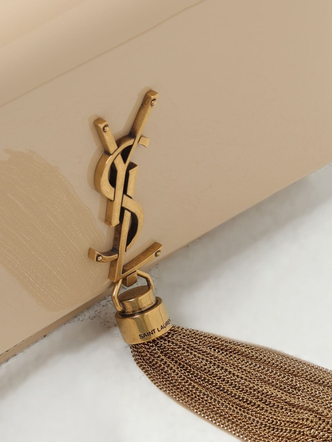 Kate Monogram Patent Leather Wallet on Chain with Tassel