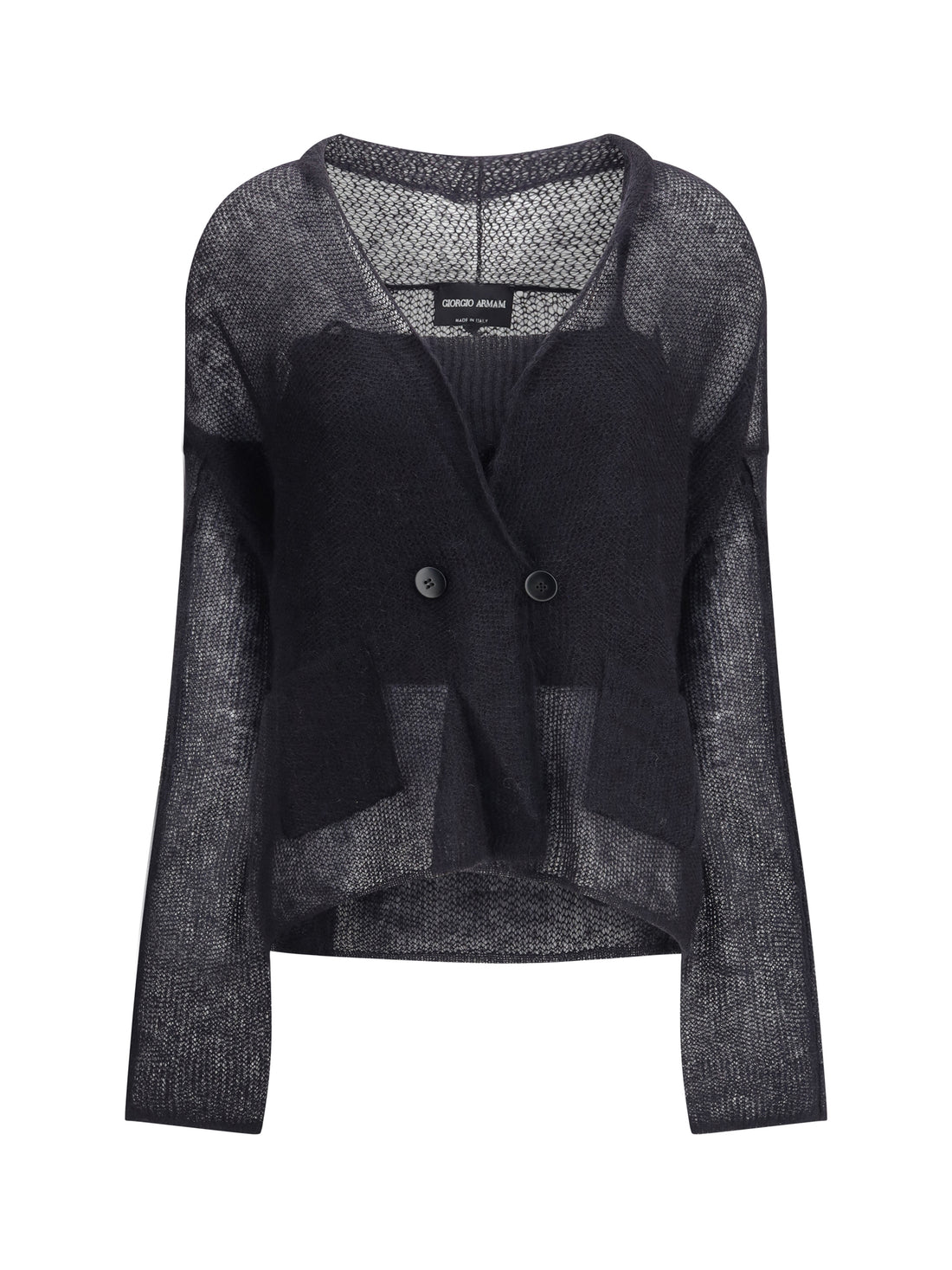 GIORGIO ARMANI 44 double-breasted cardigan and top in a wool and mohair blend twin-set