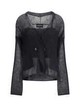 GIORGIO ARMANI 44 double-breasted cardigan and top in a wool and mohair blend twin-set