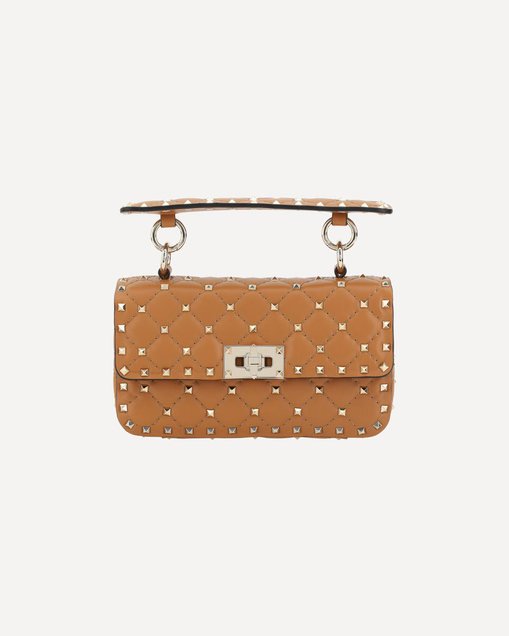 Valentino Garavani Rockstud Spike Small Leather Handbag Brown