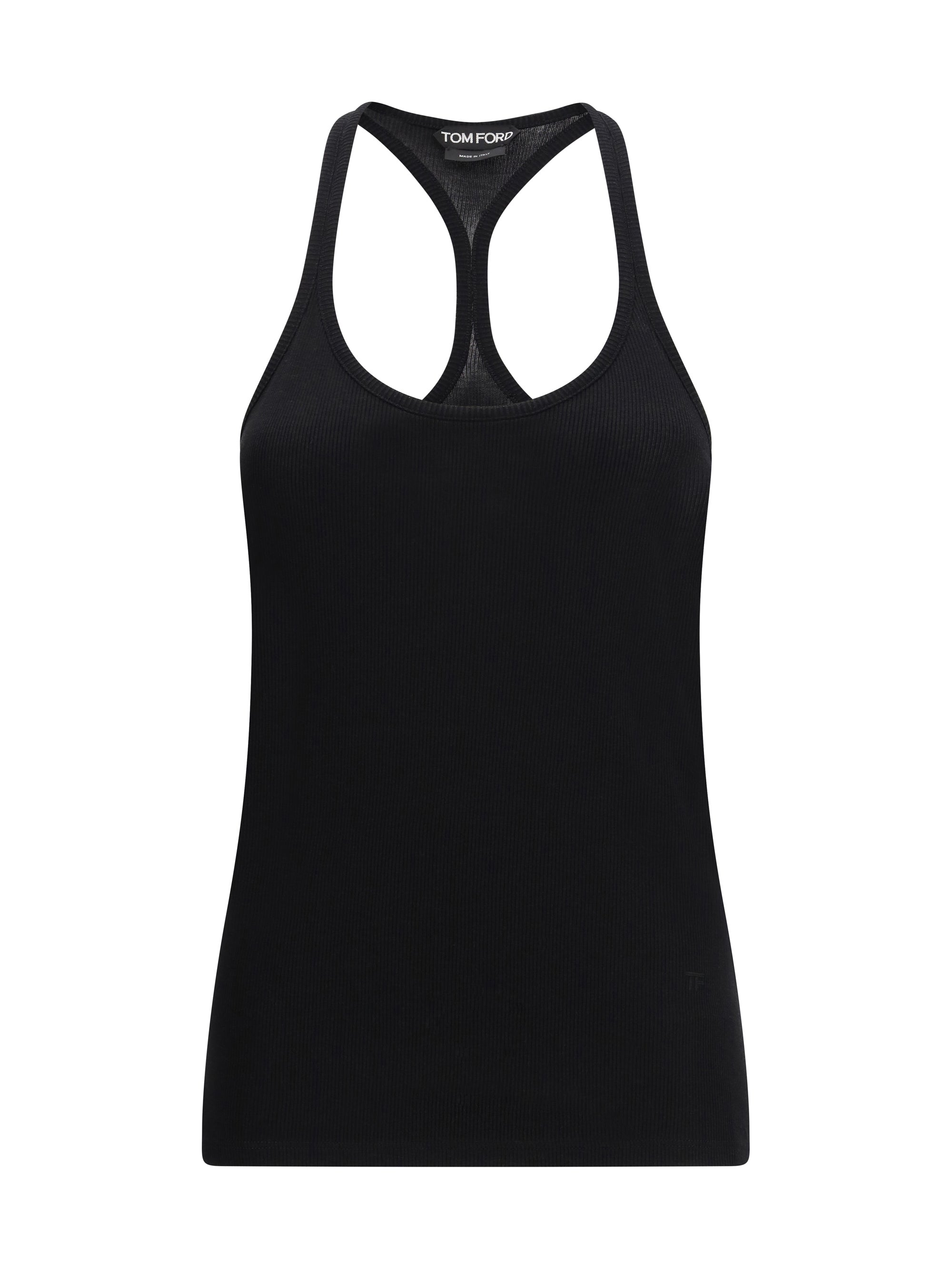 silk-blend ribbed jersey tank top