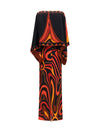 marmo print silk cape dress