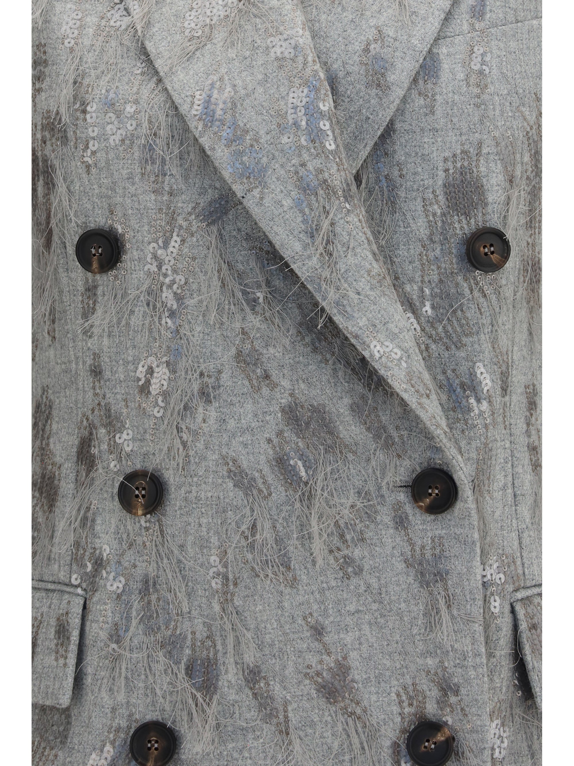 gilet in virgin wool and cashmere twill flannel with dazzling lynx embroidery