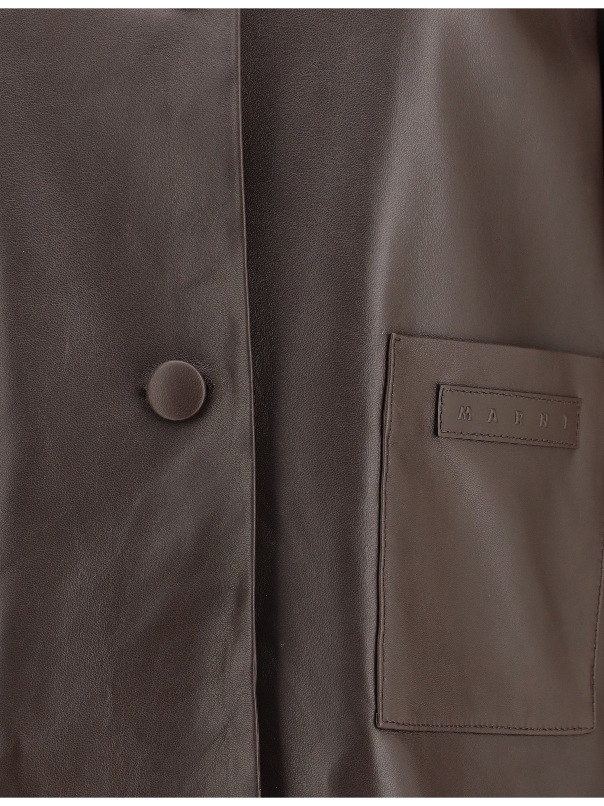 MARNI 40 leather jacket with a shearling collar