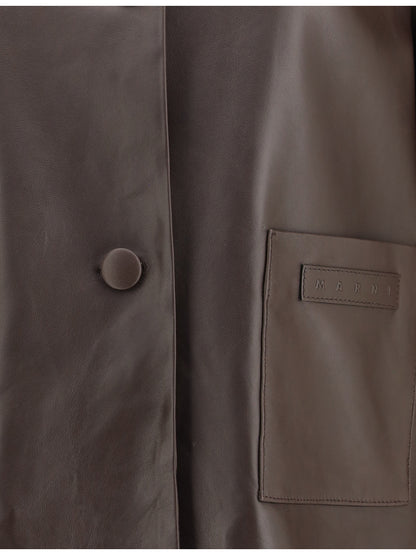 MARNI 40 leather jacket with a shearling collar