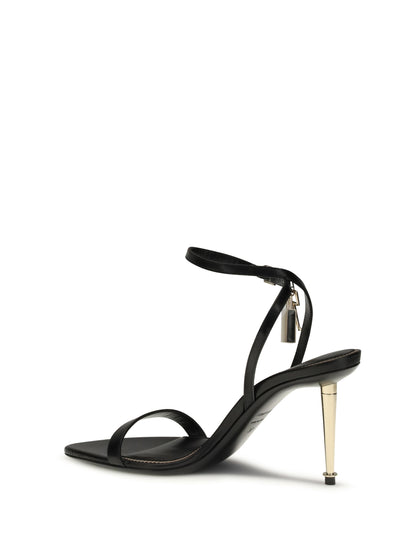 TOM FORD 36 shiny leather padlock pointy naked sandal