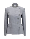 pinstripe wool jacket with crossed lapels