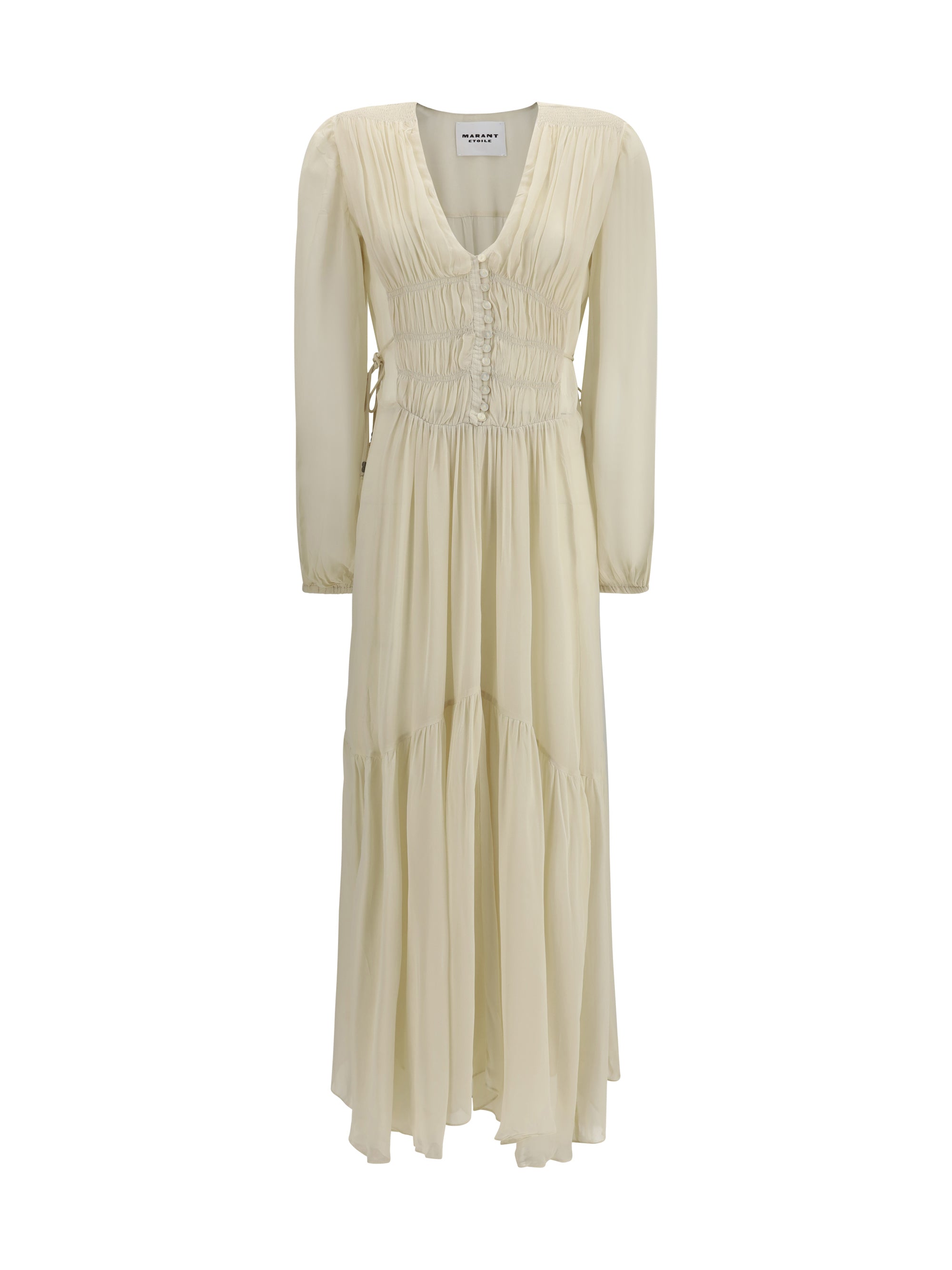 buttoned sheer long dress