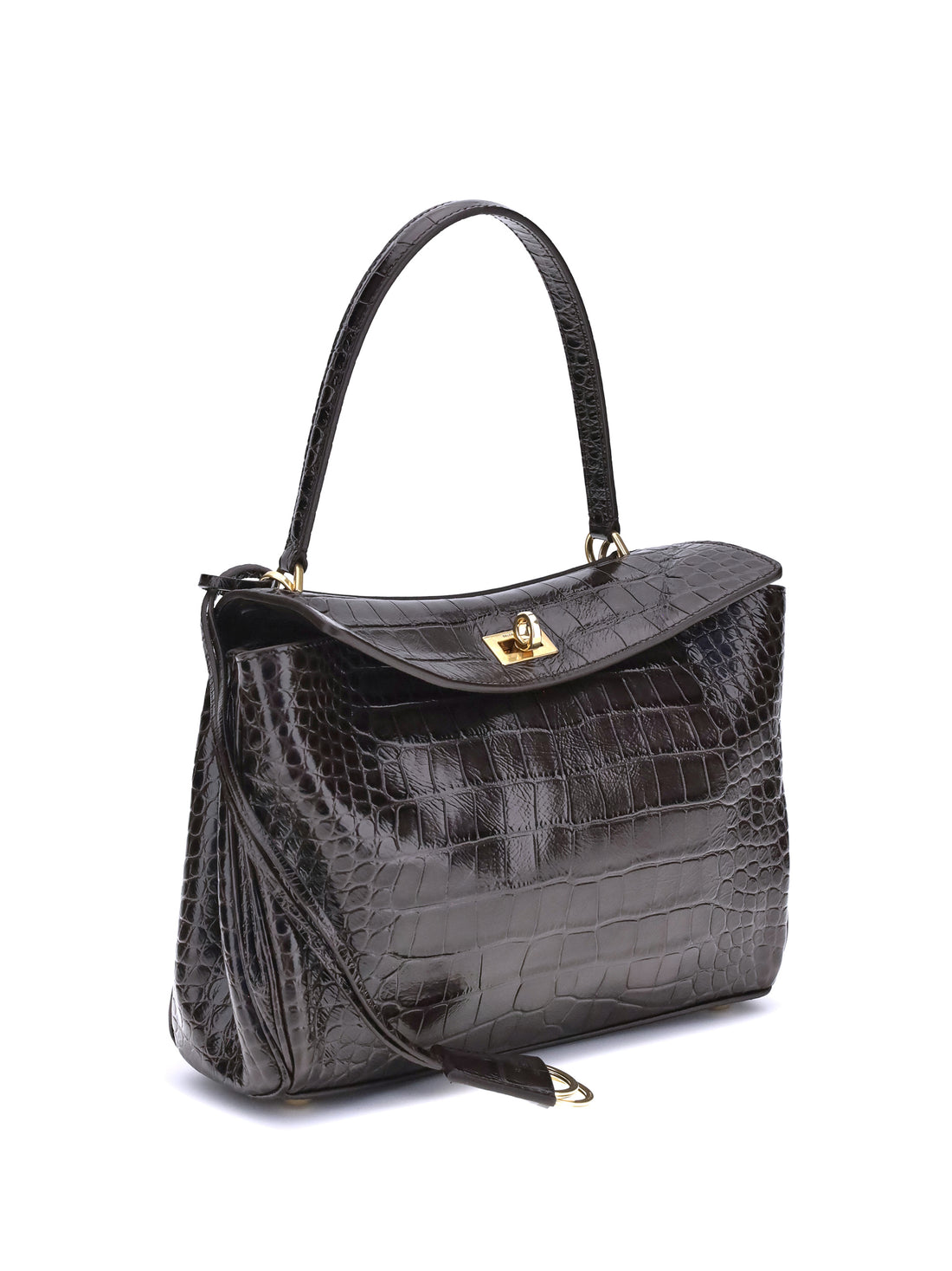 BALENCIAGA OS rodeo shoulder bag in crocodile-print leather