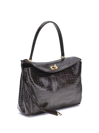 rodeo shoulder bag in crocodile-print leather