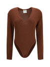 cable-knit wool bodysuit