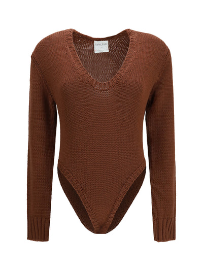 cable-knit wool bodysuit