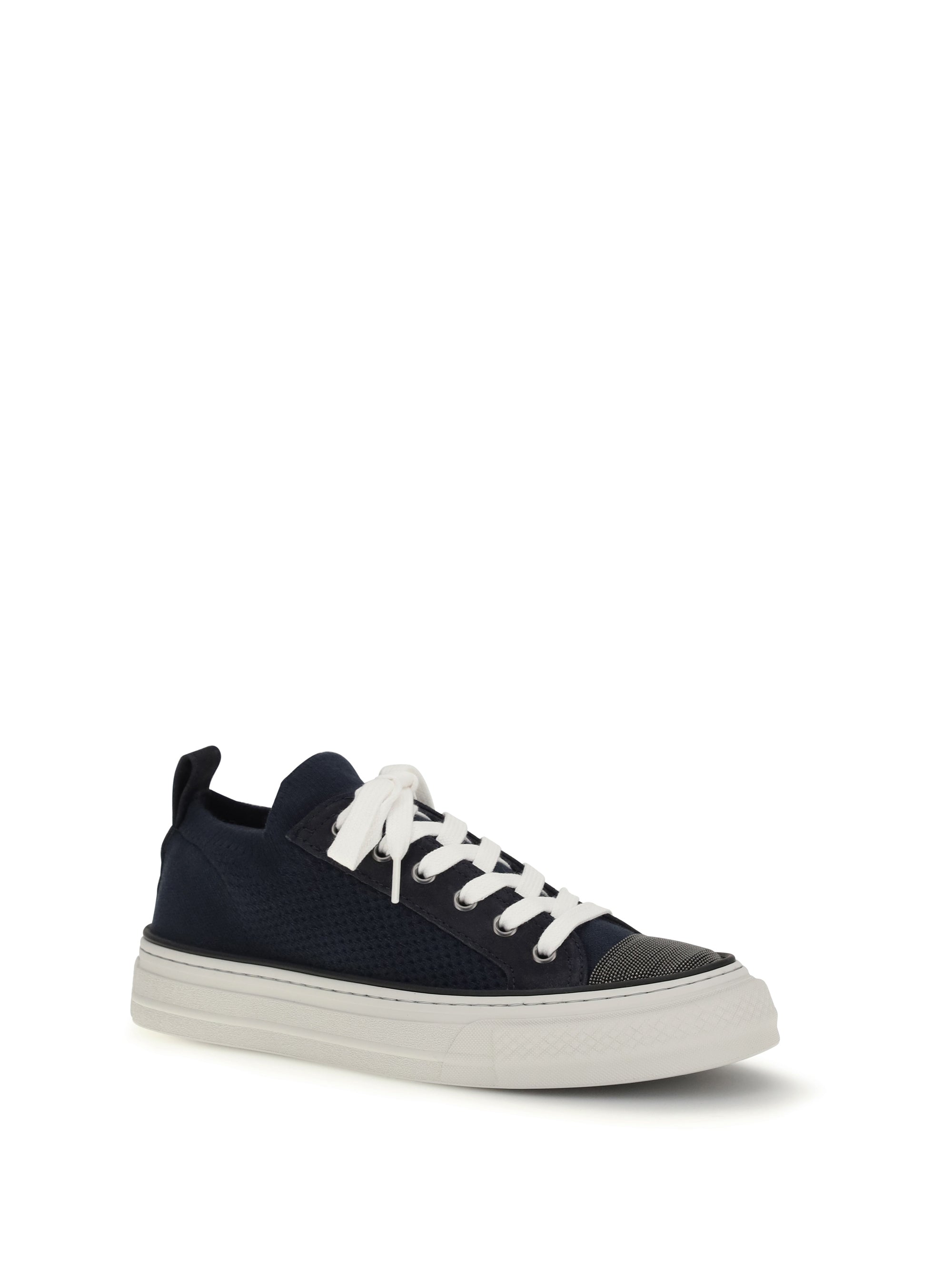 cotton knit and suede sneakers