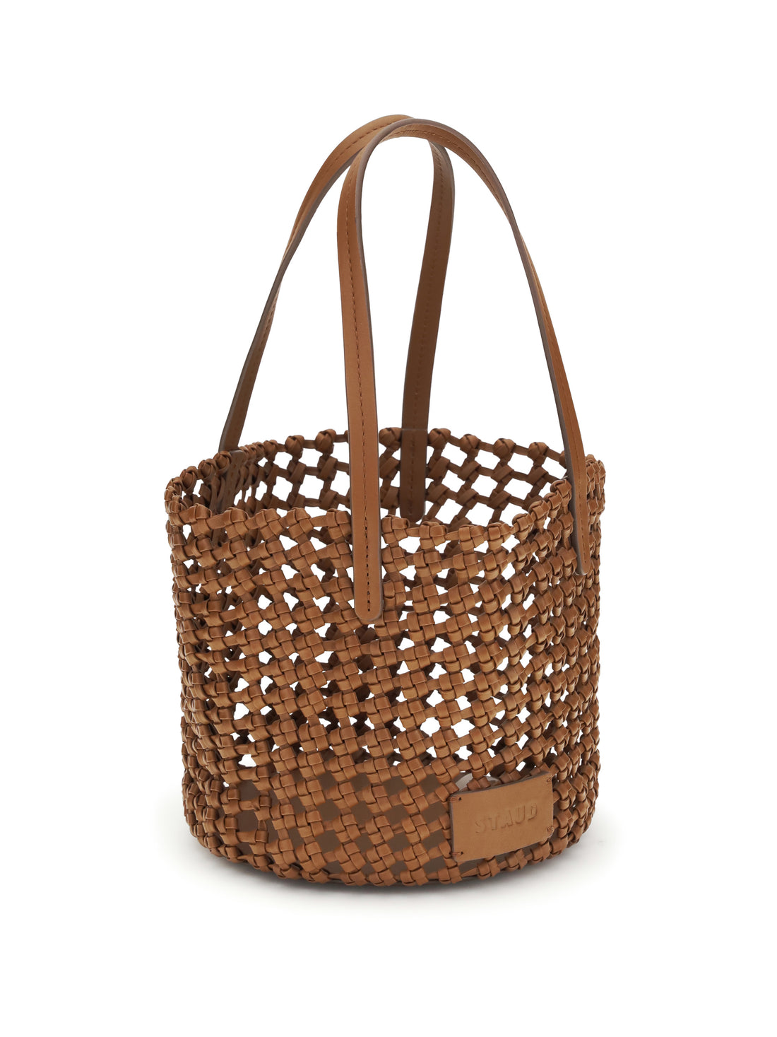 STAUD OS woven leather bucket bag