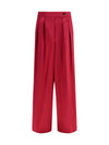 wide pleated pants in washed cotton and acetate